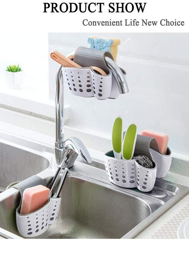 cutefly Sink Caddy Sponge Holder for Faucet - Flexible Silicone Plastic Saddle Organizer with Drain Holes, Double White - Image 5